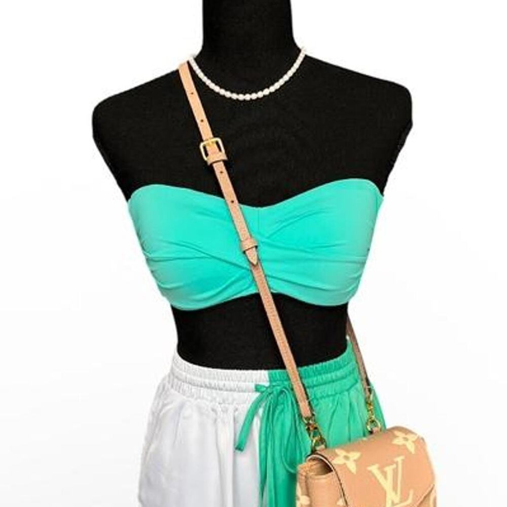 Mint Green Bandeau Bikini Top Strapless Twist Front